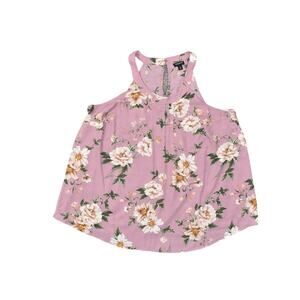 Torrid Purple Blouse Size 0 Plus Polyester Crew Neck Floral Sleeveless Top Women